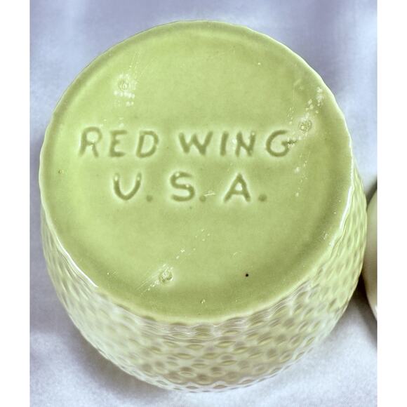 Vintage Red Wing Capistrano Sugar Bowl & Lid Set Green Basket Flowers USA - Picture 6 of 8